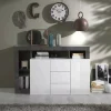 Credenza Dalle, 146x42 h93 cm, Bianco lucido e Ardesia<Dmora Best