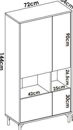 Credenza Dalois, 72x34h144 cm, Rovere Nodi e Antracite<Dmora Sale