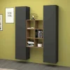 Credenza Danila, cm 140x30h180, Antracite e Acero<Dmora Fashion
