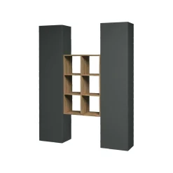 Credenza Danila, cm 140x30h180, Antracite e Acero<Dmora Fashion