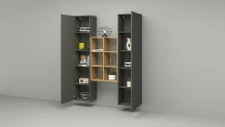 Credenza Danila, cm 140x30h180, Antracite e Acero<Dmora Fashion