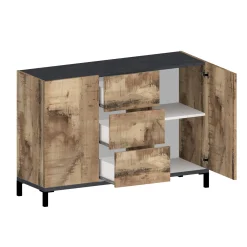 Credenza Dannes, cm 120x40h80, Ardesia e Acero<Dmora Outlet