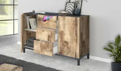 Credenza Dannes, cm 120x40h80, Ardesia e Acero<Dmora Outlet