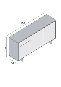 Credenza Davallon, 170x42h78 cm, Marrone e Noce<Dmora Store