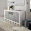 Credenza Ddaniel, 184x42 h86 cm, Bianco lucido e Cemento<Dmora Hot