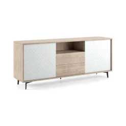 Credenza Ddiges, 184x45h77 cm, Bianco e Rovere<Dmora Sale