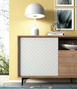 Credenza Ddiges, 184x45h77 cm, Bianco e Rovere<Dmora Sale