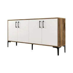 Credenza Dflamign, 160x35h78 cm, Noce e Bianco<Dmora Online