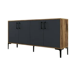 Credenza Dflamign, 160x35h78 cm, Noce e Antracite<Dmora Sale