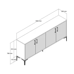 Credenza Dflamign, 160x35h78 cm, Noce e Bianco<Dmora Online