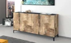 Credenza Dgarzo, cm 160x40h82, Ardesia e Acero<Dmora Store