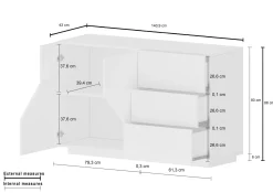Credenza Dgirell, cm 141x43h86,<Dmora Cheap