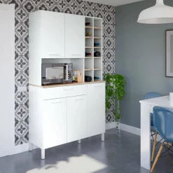 Credenza Dgobb, 108x40h186 cm, Rovere e Bianco<Dmora Hot