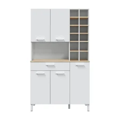 Credenza Dgobb, 108x40h186 cm, Rovere e Bianco<Dmora Hot