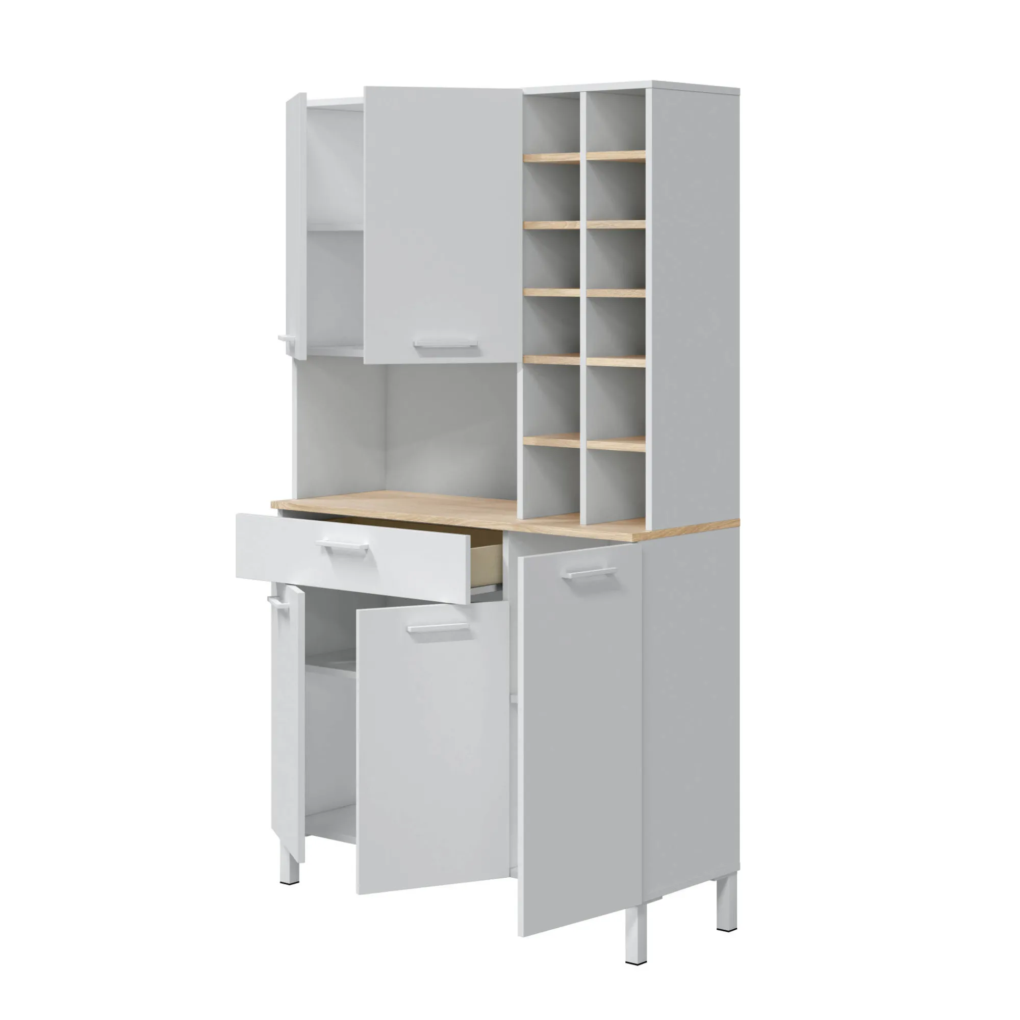 Credenza Dgobb, 108x40h186 cm, Rovere e Bianco<Dmora Hot