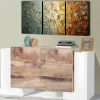 Credenza Dguan, cm 170x45h85, Bianco lucido e Acero<Dmora Shop