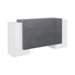 Credenza Dguan, cm 170x45h85, Bianco lucido e Ardesia<Dmora Flash Sale