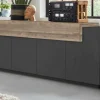 Credenza Discordia, cm 220x45h86, Antracite e Acero<Dmora Store