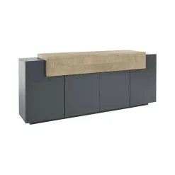 Credenza Discordia, cm 220x45h86, Antracite e Acero<Dmora Store