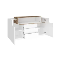Credenza Dismajl, cm 160x45h86, lucido e Acero<Dmora Clearance