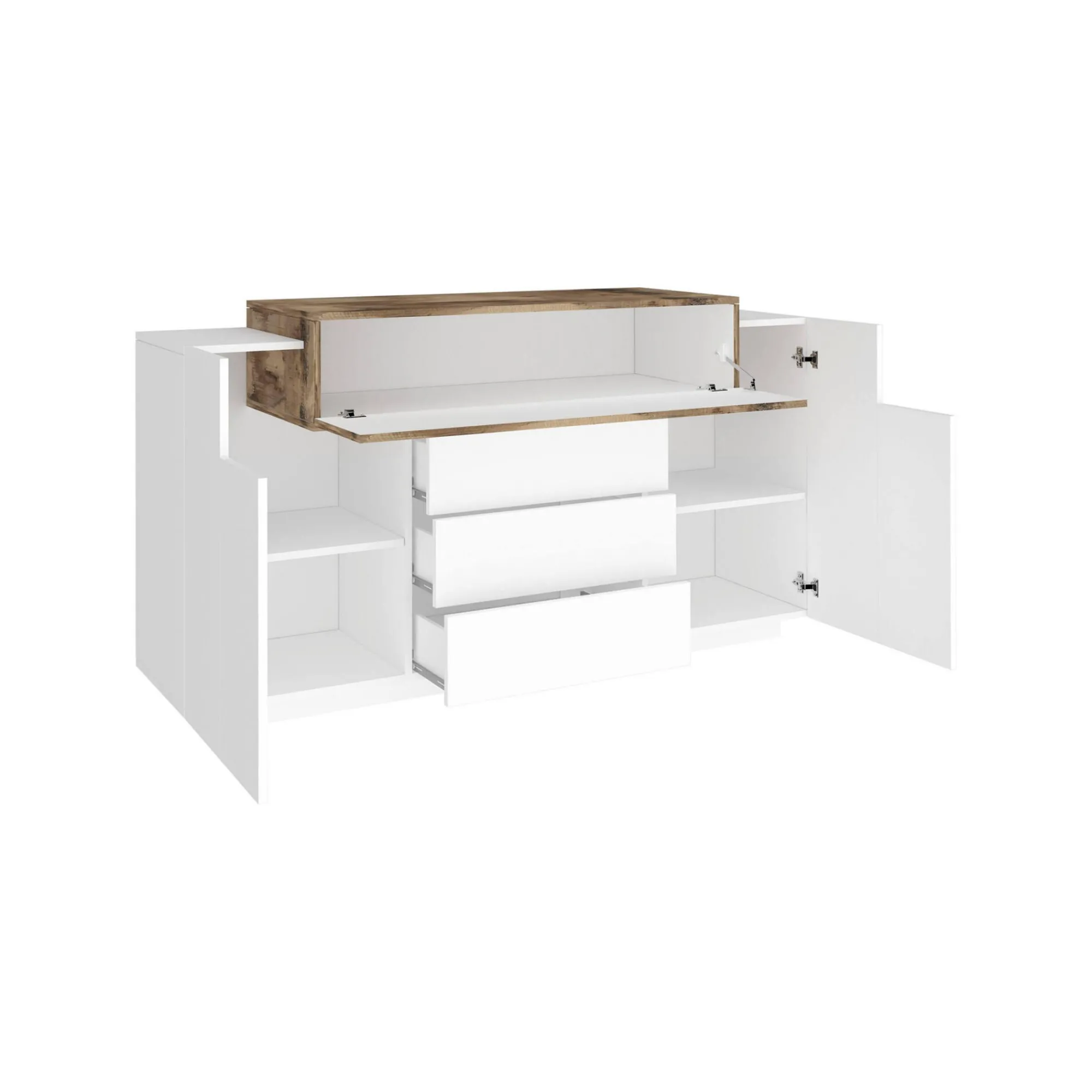 Credenza Dismajl, cm 160x45h86, lucido e Acero<Dmora Clearance