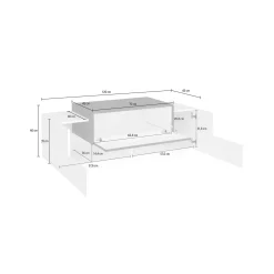 Credenza Djallo, cm 120x45h46, Bianco lucido e Ardesia<Dmora Cheap