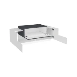Credenza Djallo, cm 120x45h46, Bianco lucido e Ardesia<Dmora Cheap