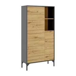 Credenza Dkessi, 72x34h144 cm, Rovere Nodi e Antracite<Dmora Hot