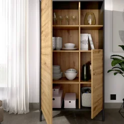 Credenza Dkessi, 72x34h144 cm, Rovere Nodi e Antracite<Dmora Hot
