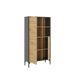 Credenza Dkessi, 72x34h144 cm, Rovere Nodi e Antracite<Dmora Hot
