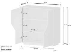 Credenza Dkoud, cm 100x43h106, Bianco lucido e Acero<Dmora Sale