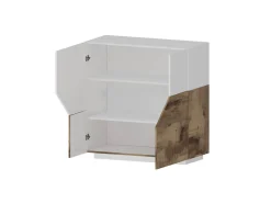 Credenza Dkoud, cm 100x43h106, Bianco lucido e Acero<Dmora Sale