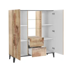 Credenza Dla, cm 120x40h133, Ardesia e Acero<Dmora Flash Sale