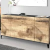 Credenza Dlong, cm 160x40h82, Ardesia e Acero<Dmora New