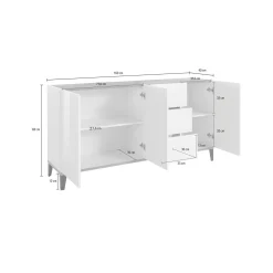 Credenza Dlong, cm 160x40h82, Ardesia e Acero<Dmora New