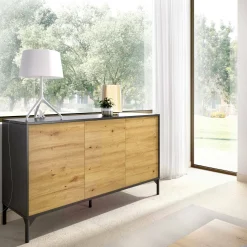 Credenza Dlookma, 133x39h73 cm, Rovere Nodi e Antracite<Dmora Flash Sale
