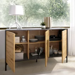 Credenza Dlookma, 133x39h73 cm, Rovere Nodi e Antracite<Dmora Flash Sale