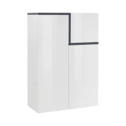 Credenza Dmasi, cm 80x40h126, Bianco lucido e Ardesia<Dmora Flash Sale