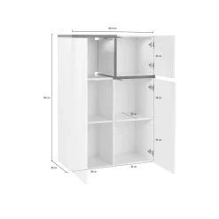 Credenza Dmasi, cm 80x40h126, Bianco lucido e Ardesia<Dmora Flash Sale