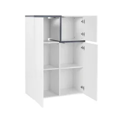 Credenza Dmasi, cm 80x40h126, Bianco lucido e Ardesia<Dmora Flash Sale