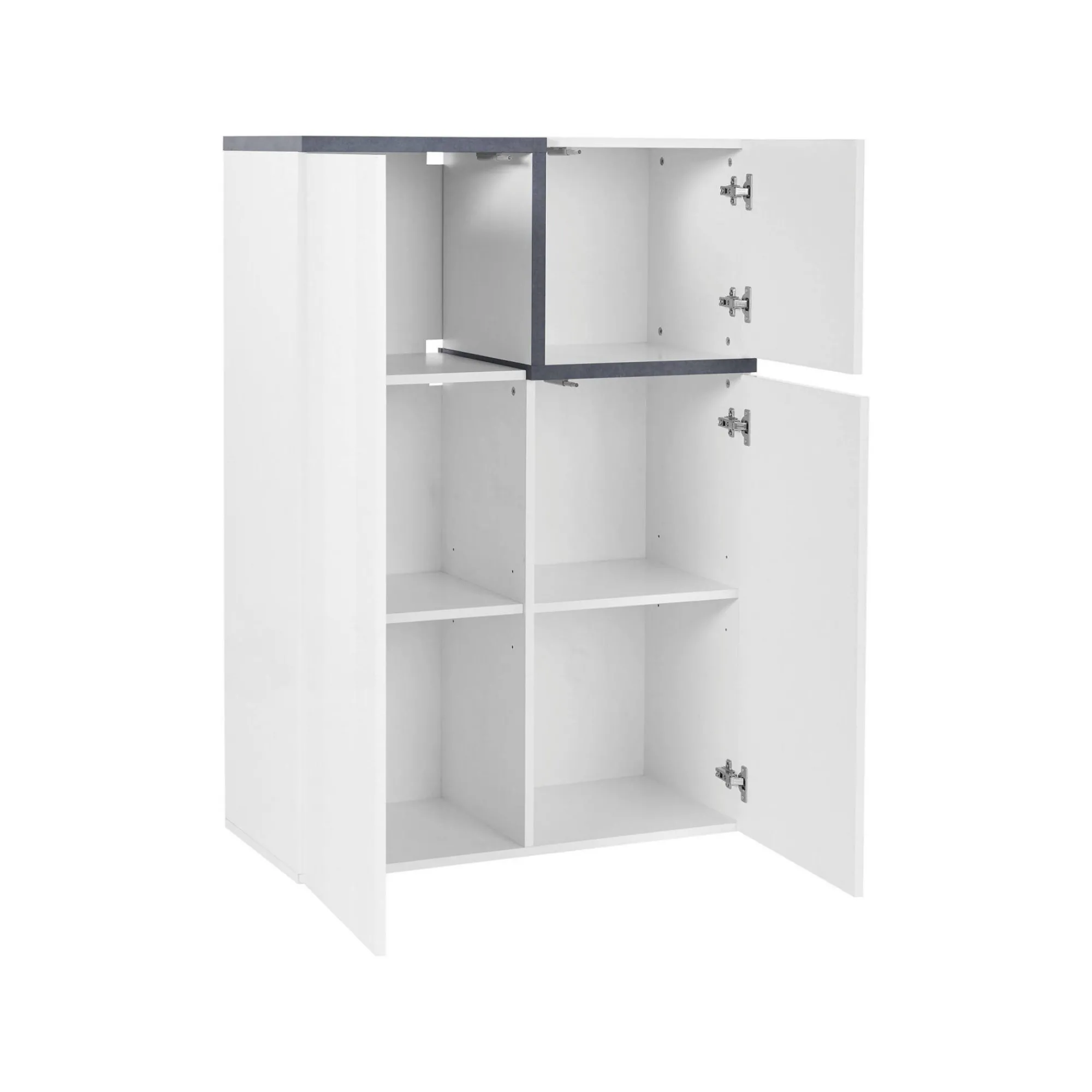 Credenza Dmasi, cm 80x40h126, Bianco lucido e Ardesia<Dmora Flash Sale