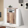 Credenza Dmaye, cm 130x45h135, Bianco lucido e Acero<Dmora New