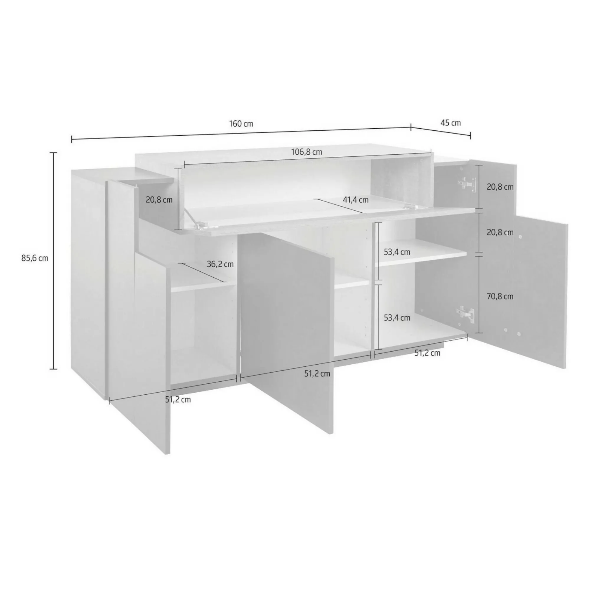 Credenza Dmem, cm 160x46h85, Antracite e Acero<Dmora Sale