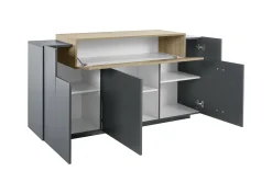 Credenza Dmem, cm 160x46h85, Antracite e Acero<Dmora Sale
