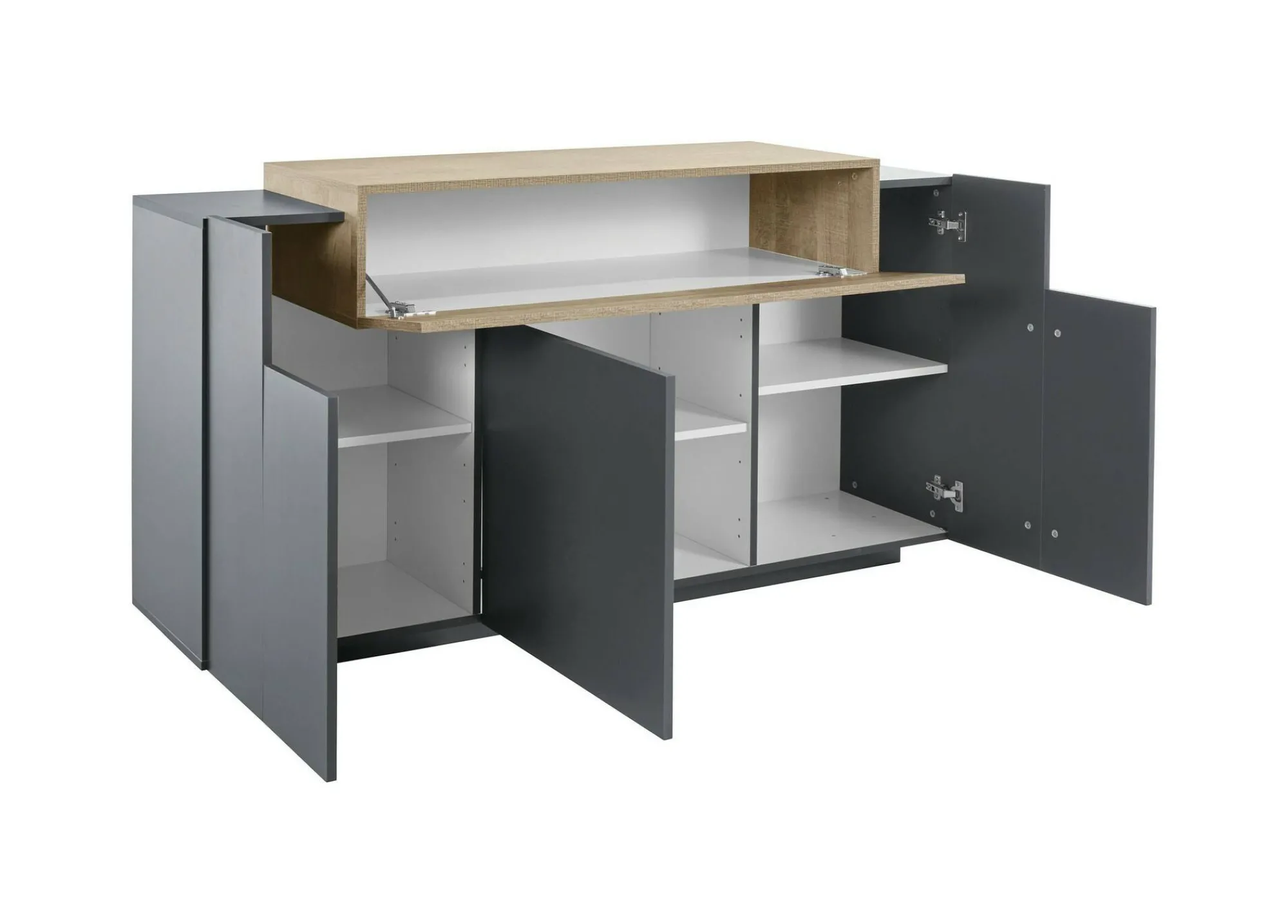 Credenza Dmem, cm 160x46h85, Antracite e Acero<Dmora Sale