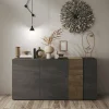 Credenza Dmiddleto, 181x44 h86 cm, Ardesia e Noce<Dmora Fashion