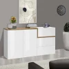 Credenza Dmot, cm 150x40h80, Bianco lucido e Acero<Dmora Flash Sale