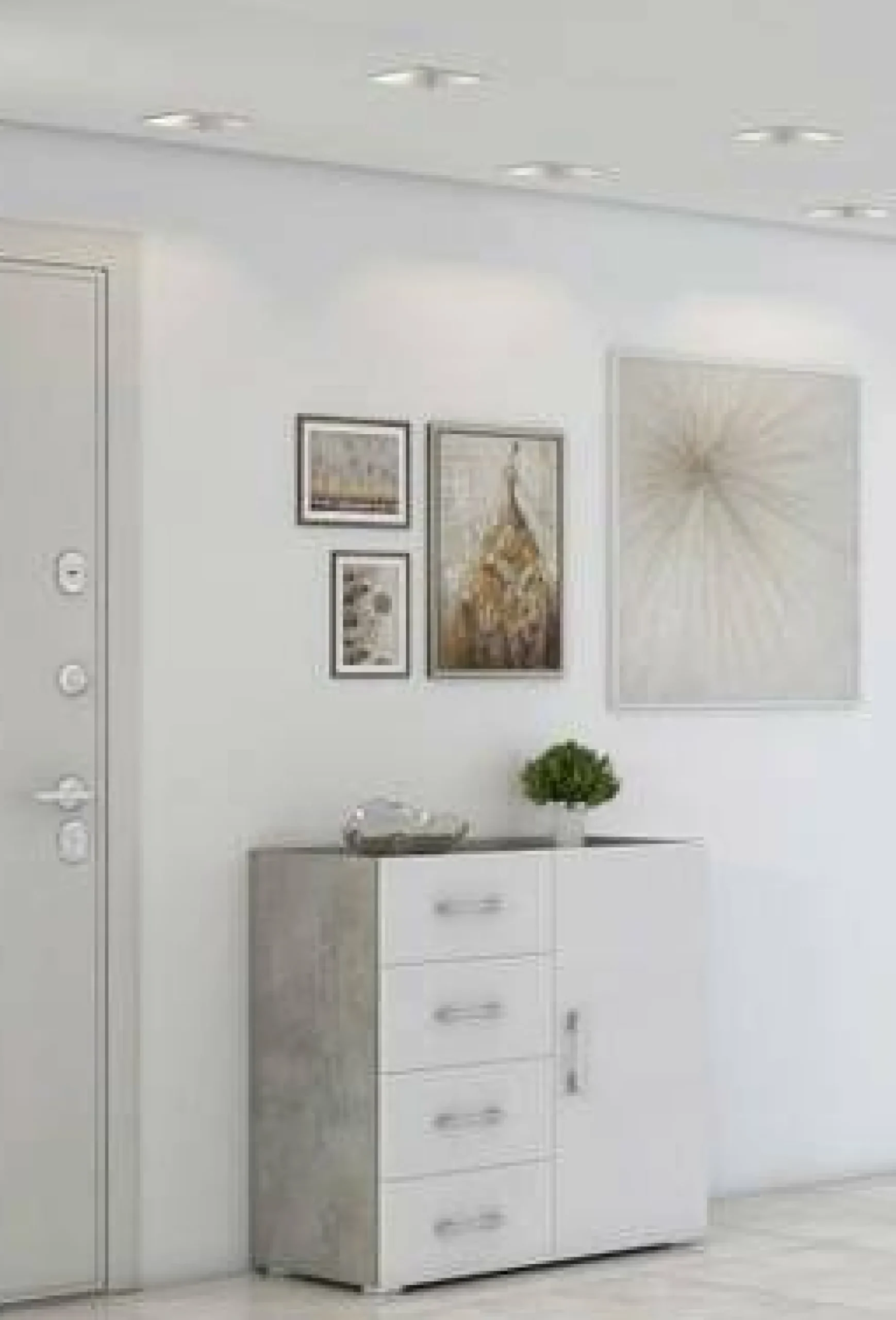 Credenza Dnag, 90x41h87 cm, Bianco e Cemento<Dmora Best Sale