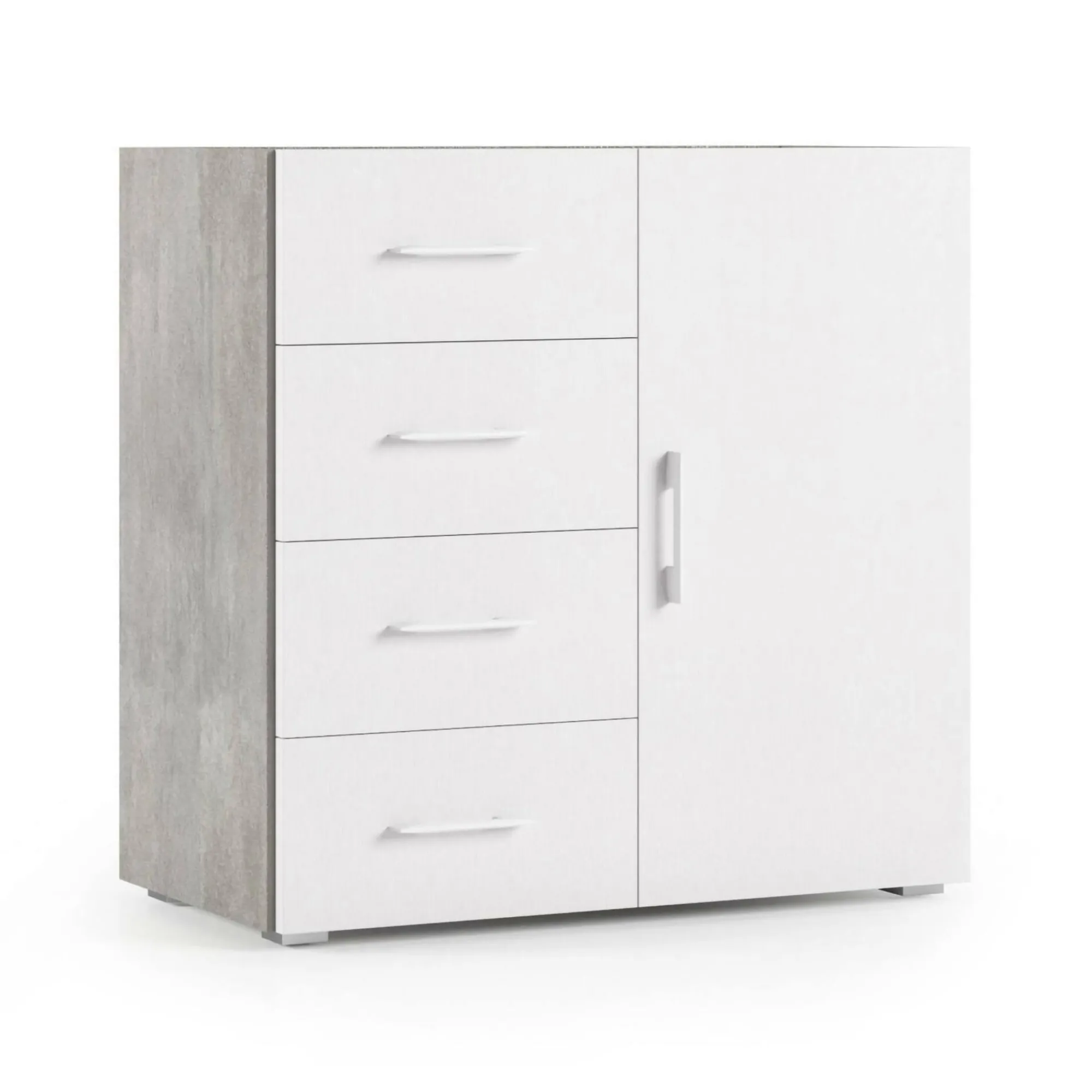 Credenza Dnag, 90x41h87 cm, Bianco e Cemento<Dmora Best Sale