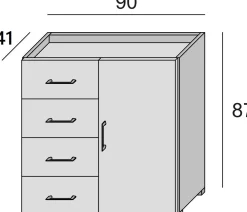 Credenza Dnag, 90x41h87 cm, Bianco e Cemento<Dmora Best Sale
